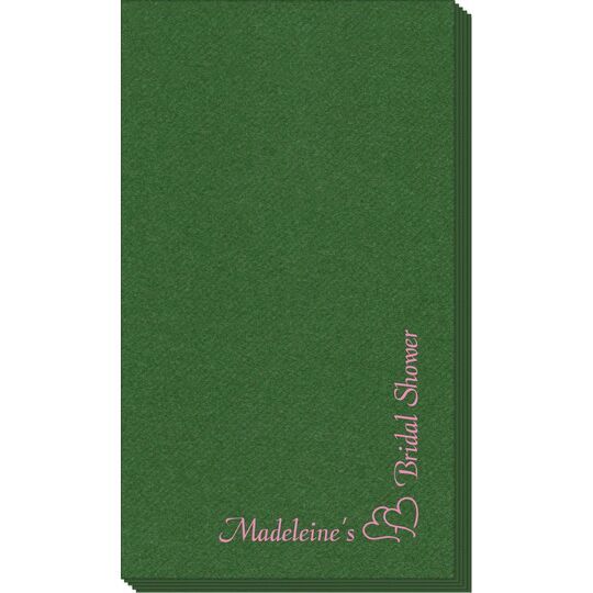 Corner Text with Graphic Double Hearts Linen Like Guest Towels